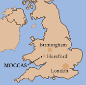 Map showing location of Moccas court in the UK